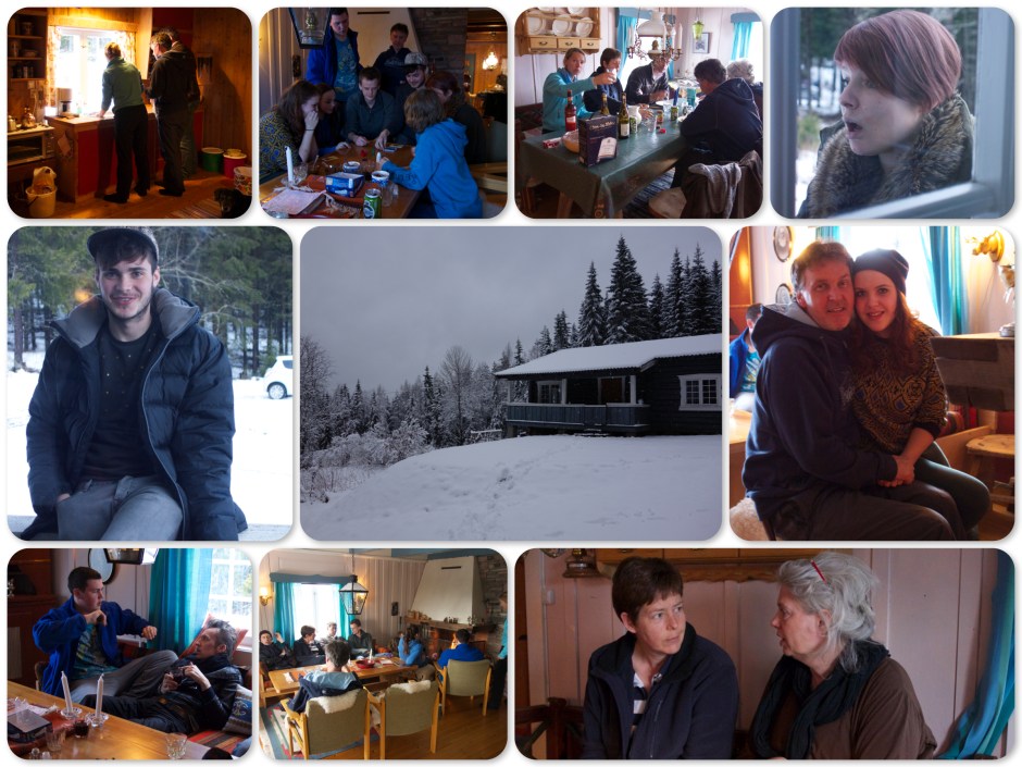 s´Avonds  in de hut,  waar Erik, Carolien en Mart verbleven, heerlijk  gegeten. O ja , Martien - mijn broer uit London- was ook gearriveerd. Maar hierr wist ik  wel van. Maar ontzettend leuk dat hij erbij was. En zoals je ziet had het gesneeuwd. Wonderlijk toch!? Om kvelden deilig spist i hytta. I mellomtiden var min bror (Martien) kom fra London. 