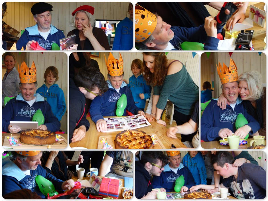 Natuurlijk moesten er ook cadeautjes worden uitgepakt. De grootste verrassing was het fotoboek van Marga. Naast alles wat ze moest regelen, heeft ze ook nog tijd gehad om het boek te maken.  Selvfølgelig var det også gaver pakket. Den største overraskelsen  var fotoboken av Marga. Hun var allerede veldig opptatt.